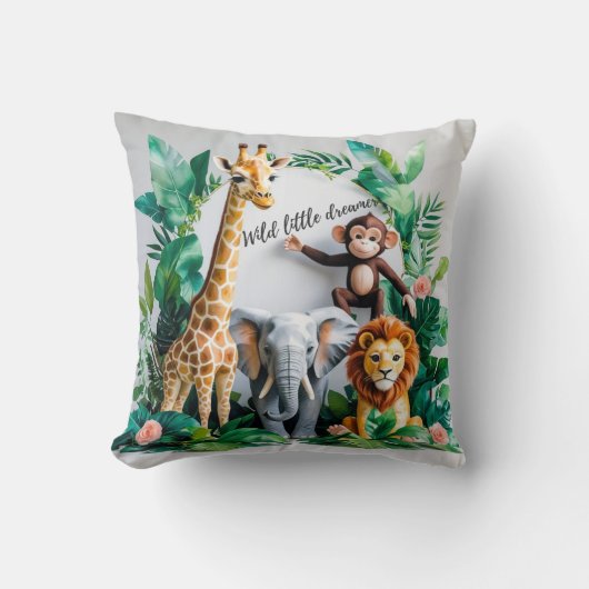 Wilde Jungle Dieren Kussen – Wilde Kleine Dromer (Voorkant)