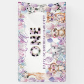 Wilde Jungle Dieren Safari 1e Verjaardag Welkom Spandoek (Verticaal)