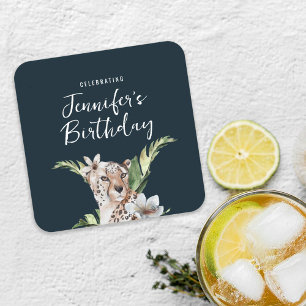 Wilde Jungle Luipaard Volwassenen Verjaardagsfeest Kartonnen Onderzetters