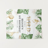 Wilde Jungle/Safari 1e Verjaardagsfeest Backdrop Wandkleed (Voorkant (horizontaal))