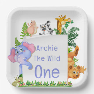 Wilde Jungle Safari Baby 1e Verjaardag Schattige B Papieren Bordje