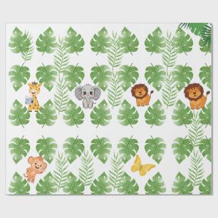 Wilde Jungle Safari Baby Jongen  Cadeaupapier