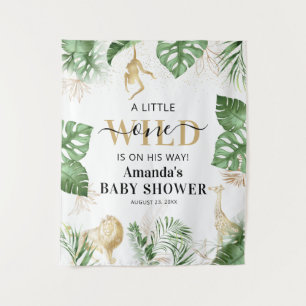 Wilde Jungle/Safari Baby Shower Foto Achtergrond Wandkleed