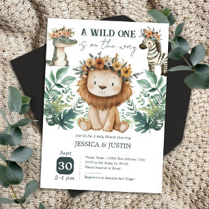Wilde jungle Safari baby shower waterverf boho Kaart