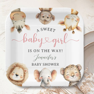 Wilde Jungle Safari Dieren Baby Shower Meisje Papieren Bordje