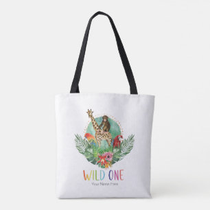 Wilde Jungle Safari Dieren Moderne Waterverf Tote Bag
