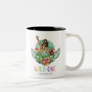 Wilde Jungle Safari Dieren Moderne Waterverf Tweekleurige Koffiemok