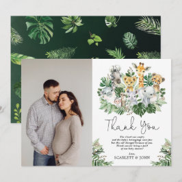 Wilde Jungle Safari Dieren Tropische Baby Shower Bedankkaart
