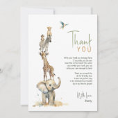 Wilde Jungle Safari Dieren Verticale Kinderverjaar Bedankkaart (Voorkant)