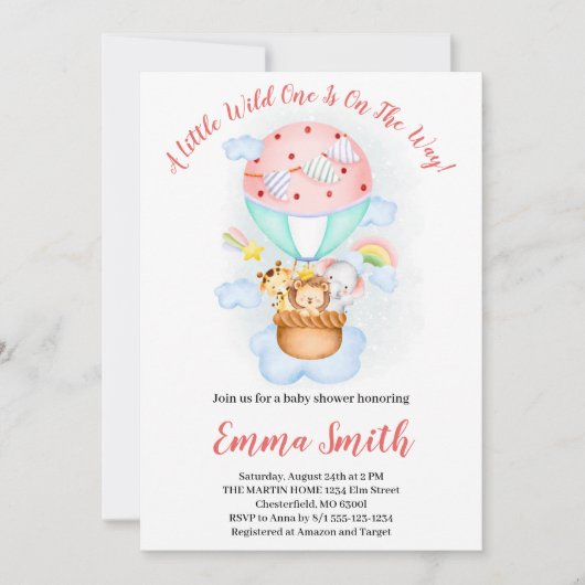 Wilde Jungle Safari Dieren Verzenden Baby Shower I Kaart (Voorkant)