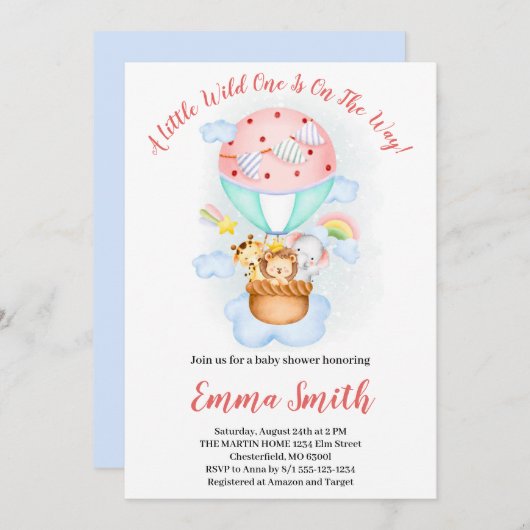 Wilde Jungle Safari Dieren Verzenden Baby Shower I Kaart (Voorkant / Achterkant)