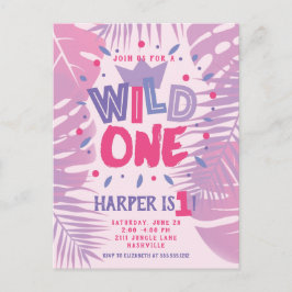 Wilde Jungle Thema Meisje Eerste Verjaardag Briefkaart