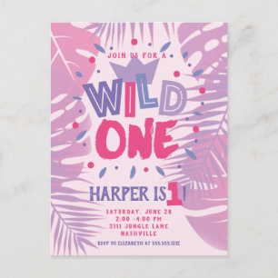 Wilde Jungle Thema Meisje Eerste Verjaardag Briefkaart