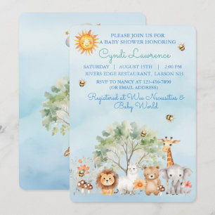 Wilde Jungle Zoo Dieren Baby Shower Uitnodiging