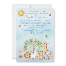 Wilde Jungle Zoo Dieren Baby Shower Uitnodiging