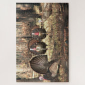 Wilde kalkoen in het bos vogel legpuzzel (Verticaal)