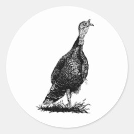 Wilde kalkoen (line art) ronde sticker