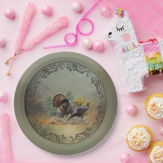 Wilde kalkoen papieren bordje (Feest)