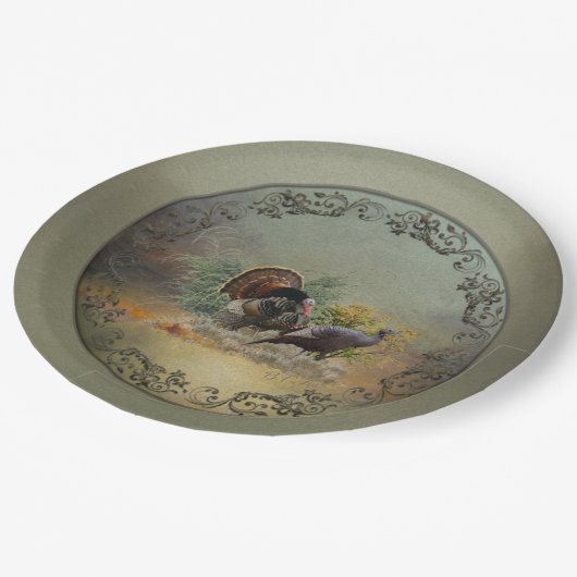 Wilde kalkoen papieren bordje (Gekanteld)