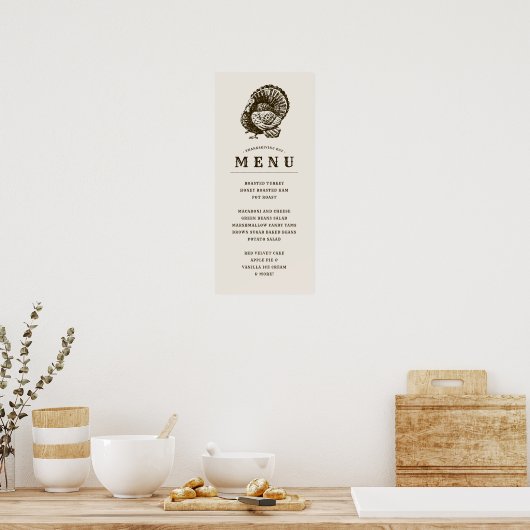 Wilde Kalkoen | Thanksgiving-diner menu Poster (Keuken)