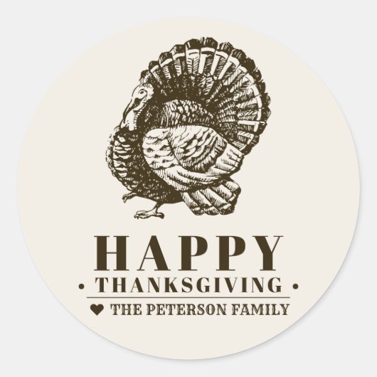 Wilde kalkoen | Thanksgiving envelop afdichting Ronde Sticker (Voorkant)