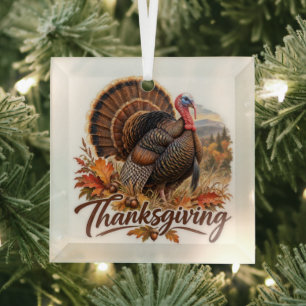 Wilde kalkoen Thanksgiving Glas Ornament