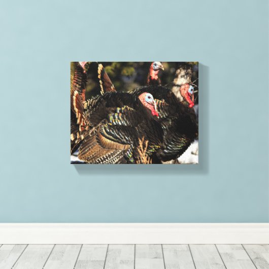 Wilde kalkoenen canvas afdruk (Insitu (Houten vloer))