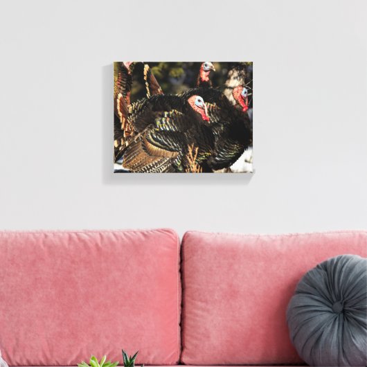 Wilde kalkoenen canvas afdruk (Insitu (Woonkamer))