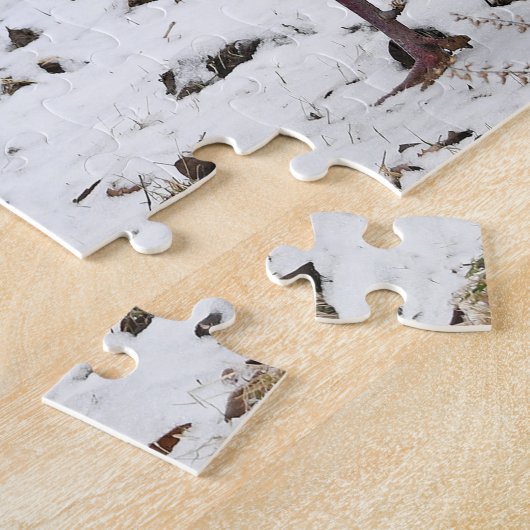 Wilde kalkoenen in de sneeuw legpuzzel (Zijkant)