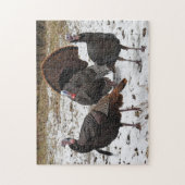 Wilde kalkoenen in de sneeuw legpuzzel (Verticaal)