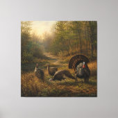 Wilde kalkoenen in het herfstbos canvas afdruk (Voorkant)