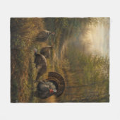 Wilde kalkoenen in het herfstbos fleece deken (Voorkant (Horizontaal))