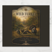 Wilde kalkoenen in het herfstbos sparkling wijnetiket (Enkel label)