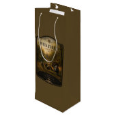 Wilde kalkoenen in het herfstbos wijn cadeautas (Achterkant Gekanteld)