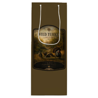 Wilde kalkoenen in het herfstbos wijn cadeautas
