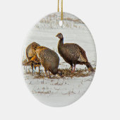 Wilde kalkoenen in sneeuw keramisch ornament (Rechts)