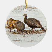 Wilde kalkoenen in sneeuw keramisch ornament (Voorkant)