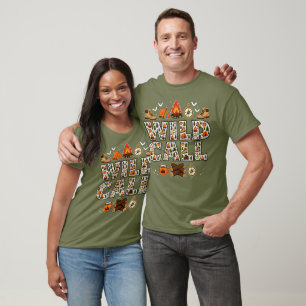 Wilde kampeer-, camping- en wandelavonturen in de t-shirt