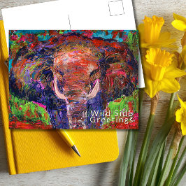 Wilde kant Groeten Abstracte olifant Briefkaart