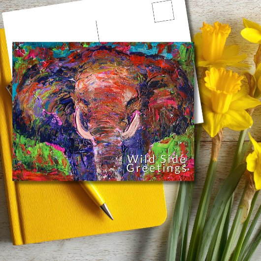 Wilde kant Groeten Abstracte olifant Briefkaart
