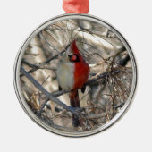 Wilde Kardinaal Bird Half Male, half Vrouw Metalen Ornament (Voorkant)