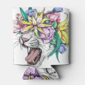 Wilde kat, bloemenkrans, cartoon. blikjeskoeler (Achterkant)