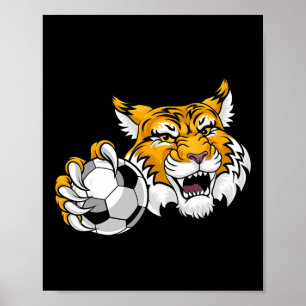 Wilde kat Bobcat Lynx Poema Voetbal Ll Cartoon Kar Poster