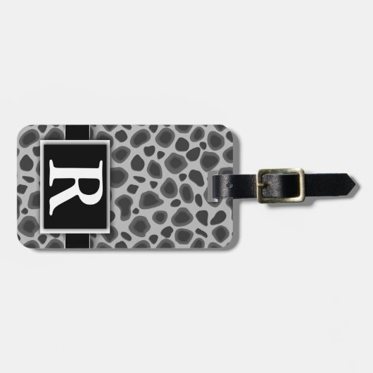 Wilde kat Dierafdrukken Modern Elegant Monogram Bagagelabel (Voorkant horizontaal)