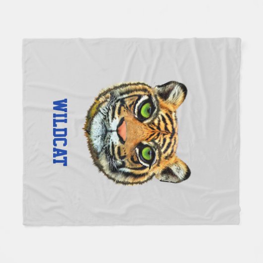 Wilde kat en kalligrafie op zilvergrijs fleece deken (Voorkant (Horizontaal))