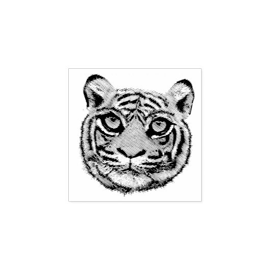 Wilde Kat Gezicht Rubber Stempel (Afrduk)