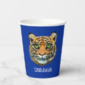 Wilde kat op blauw papieren bekers (Achterkant)