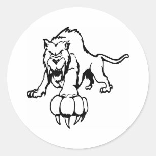 Wilde kat, wilde kat, kat, panther, puma, mou ronde sticker