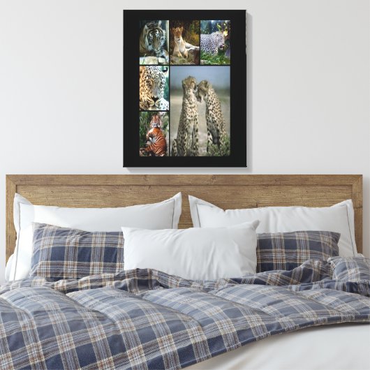 Wilde katten collage Wrapped Canvas (Insitu (Slaapkamer))