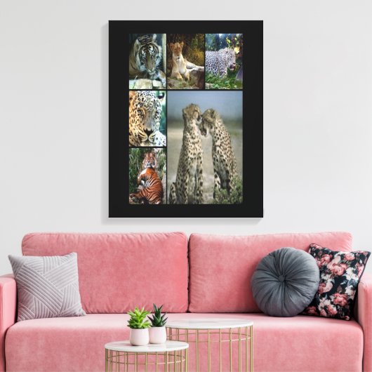 Wilde katten collage Wrapped Canvas (Insitu (Woonkamer))